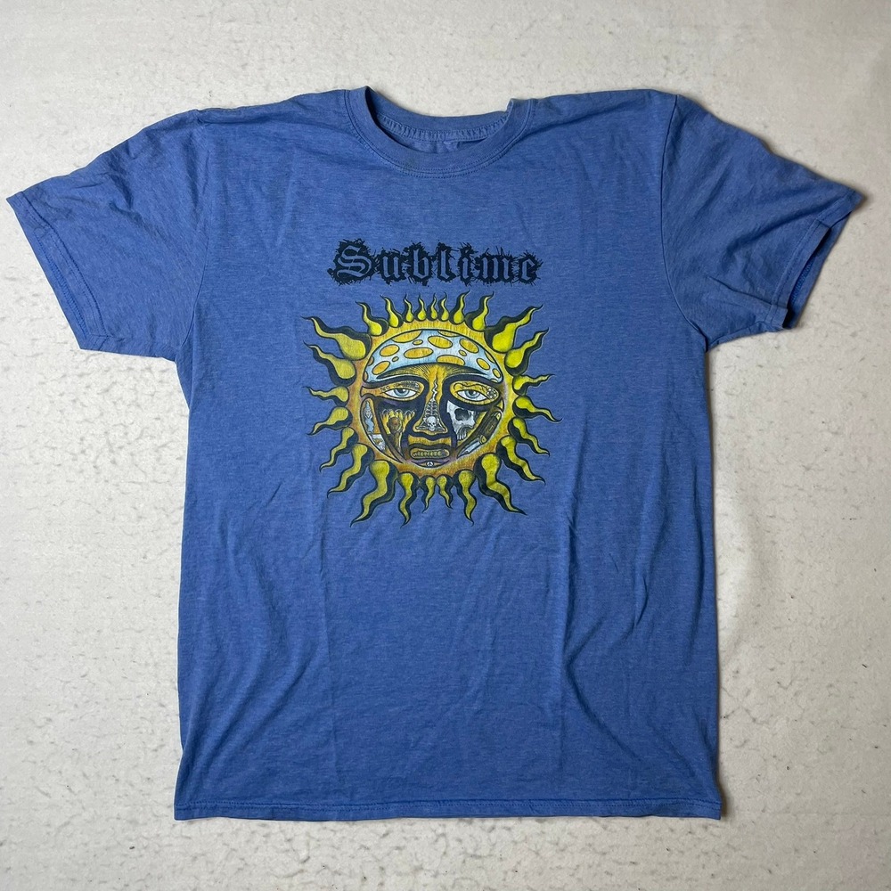 Sublime Sun Face T Shirt Blue Classic Rock‎ Band Tee Men's